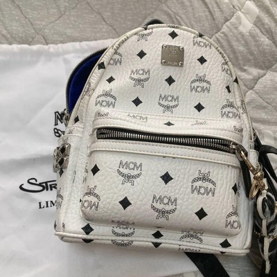 MCM Backpack Mini Size Visetos Pattern Logogram Silver Metal Logo 