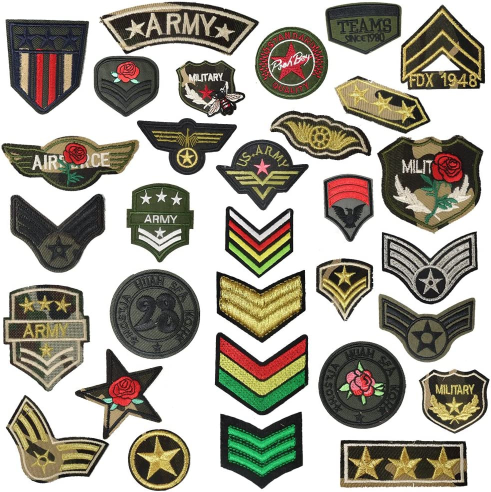 Parches militares parche bordados militar para ropa decorativos set de 24 pzs