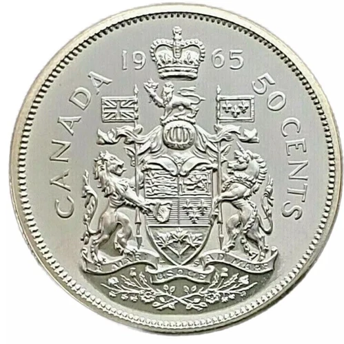 1965 Canadian Silver 50 Cents Uncirculated Half Dollar Coin