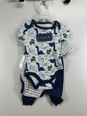 Baby Gear Boys Dino Dinosaur 3Pc Set Bodysuits Pants I Am Big Deal Roarrsome 3-6