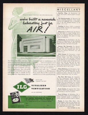 1944 ILG Vitalized Ventilation Built Research Lab For Air Home Office Print Ad