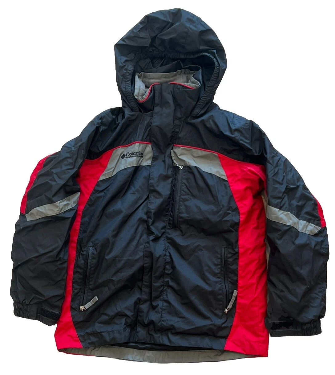 Columbia Sportswear Red And Black Winter Hooded Jacket Kids Size 10/12