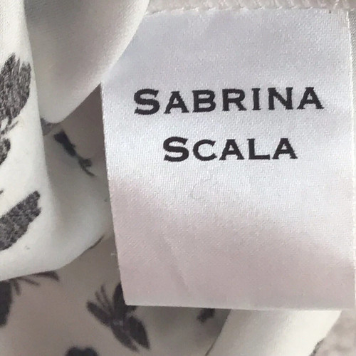 Sabrina Scala White Black Butterfly Frill Front Button Front Blouse Size Large - Picture 7 of 12