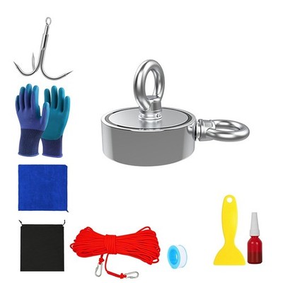 Strong Neodymium Fishing Magnets Kit Double-Sided Pull Force and Rope Carabiner