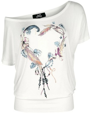 Full Volume by EMP Damen Weißes T-Shirt mit Rundhalsausschnitt und Print weiß