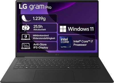 LG gram Pro 16 Intel Ultra 7 258V 16 GB RAM 1000 GB 1 TB SSD WQXGA WIN 11 NEU