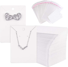 120 Pack Earring Display Card with 120 Pcs Self-Seal Bags, Necklace Display Card