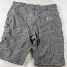 Carhartt Mens Grey Canvas Carpenter Work Shorts B278 GRH Size 34 Utility Pocket