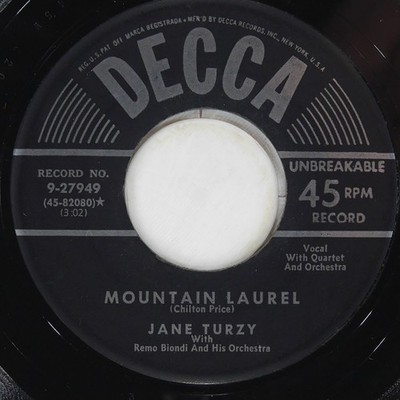JANE TURZY || REMO BIONDI Allegheny Fiddler / Mountain Laurel DECCA 9-27949 VG