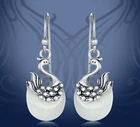 925 Silver-plated elegant vintage jade phoenix earring hook Jewelry for women