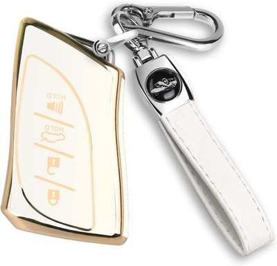 Key Fob Cover Fit for 4 Buttons TPU Full Cover for ES350 ES300h U Color: White