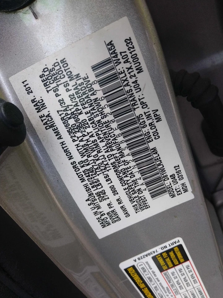 Used Front Left Fender fits: 2011 Mitsubishi Endeavor Front Left Grade A - Imagem 2 de 4