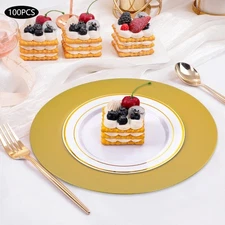 100 Pcs Western Dim Sum Dishes With Patterns, Round Plates Set, Reusable Plate