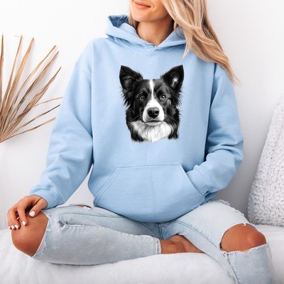 Border Collie Hundeportrait Damen Hoodie Tierliebhaber Damen Sweatshirt Geschenk