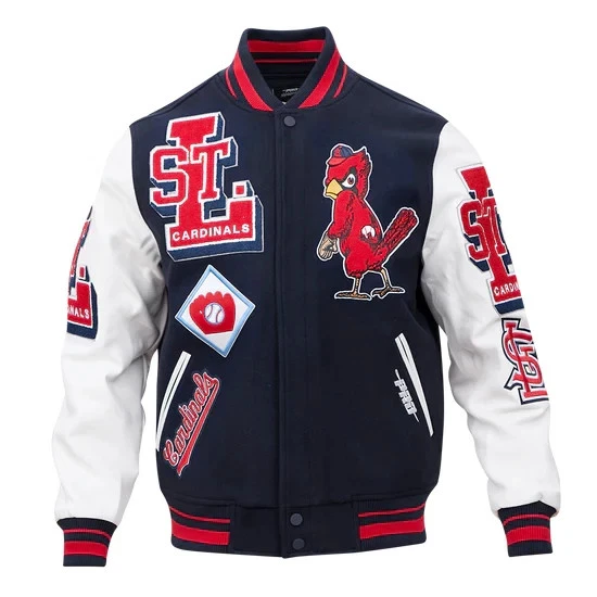 St. Louis Cardinals Mash Up Navy Blue Wool Sleeves Varsity Jacket