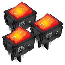 30A 250V KCD2 KCD4 Rocker Switch DPST 4 Pin Red Lighted 120V Rocker 125V