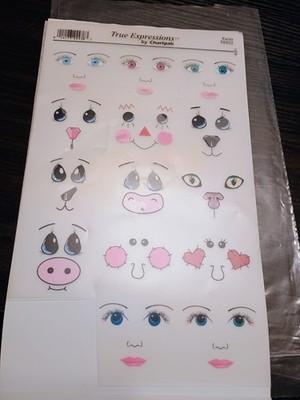 Crafts Rub On Faces By Chartpack True Expressions Open 14 Faces Vintage