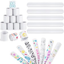 LovesTown 54 PCS White Slap Bracelets Bulk Party Favors for Medium,