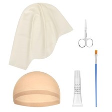 5PCS Professional Bald Cap Kit for Men Women Halloween 5pc white bald cap