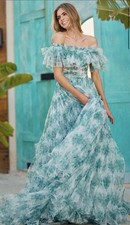 Sherri Hill 56128 Evening Dress Prom Dress Green Ruffles Floor Length Ball Gown