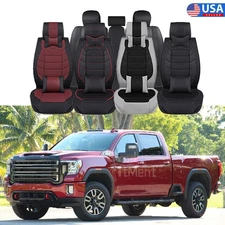 For GMC Sierra 1500 2500 3500 Car Seat Cover Full Set Front RearLeather Cushion