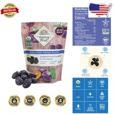 Organic Pitted Prunes 2.5lb Bulk Bag Naturally Sweet, High Fiber Dried Plums