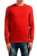 Just Cavalli Men's Wool Red Crewneck Sweater US M IT 50
