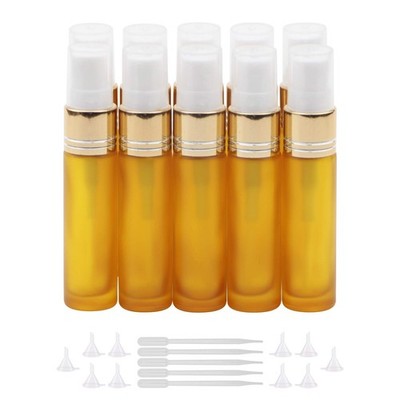 Newzoll 10Pcs Glass Spray Bottles, 10ml (1/3oz) Matte Yellow 