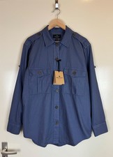 Camisa BELSTAFF Indra Carreras Azul Montar Cuello Algodón Lino Unisex S UK10