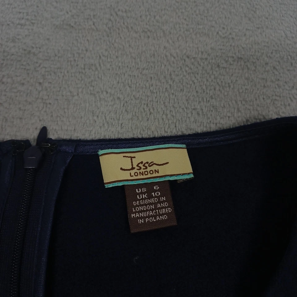 Issa London Dress Womens 6 Blue Wool A Line Cocktail Fit Flare Wool - Image 4 of 4