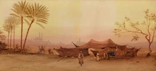 Robert Murdoch Wright, Bedouin Encampment near Cairo, Egypt – 1900 watercolour
