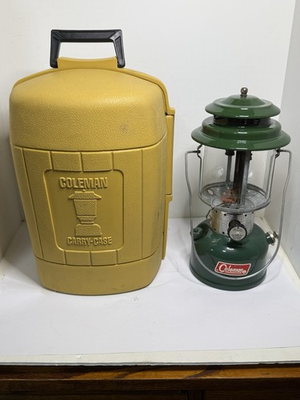 #ad 1966 Coleman 220F Dual Mantle Gas Camp Lantern amp; Yellow Clamshell Hard Case 5 66 $69.99