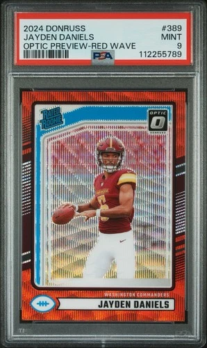 2024 Panini Donruss Jayden Daniels #389 Optic Preview Red Wave PSA 9 Commanders