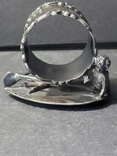 Wilcox Quadruple Silver Plate Figural Napkin Ring Engraved "Best Wishes"