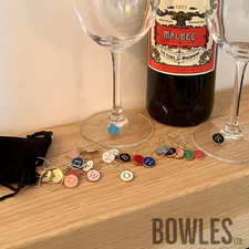 A to Z Wine Glass Charms &ndash; Pack of 26 Alphabet Drink Markers with Velvet Bag