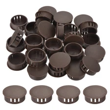 32Pcs 30mm Brown Nylon Plastic Round Locking Hole Plugs Insert End Caps