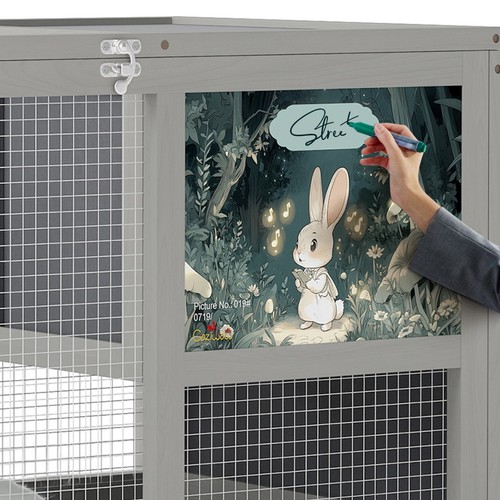 36'' Wood Rabbit Hutch Small Bunny Cage W/ Removable Tray&Roof In/Outdoor - 第 3/14 張圖片