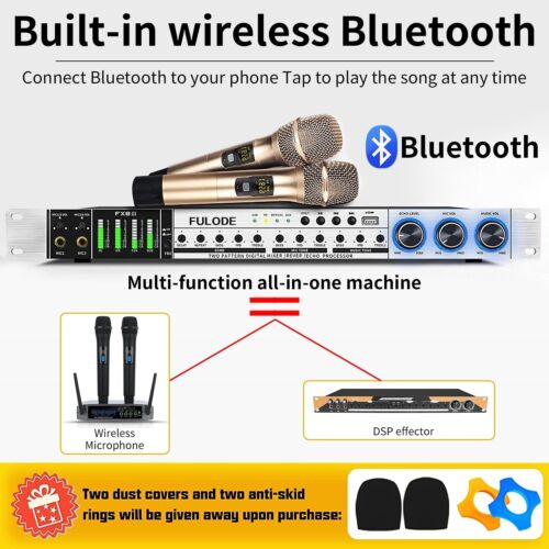 Fulode FX8 III 2-Kanal UHF Wireless Dual Karaoke Mikrofon Mikro System Mixer - Bild 2 von 9