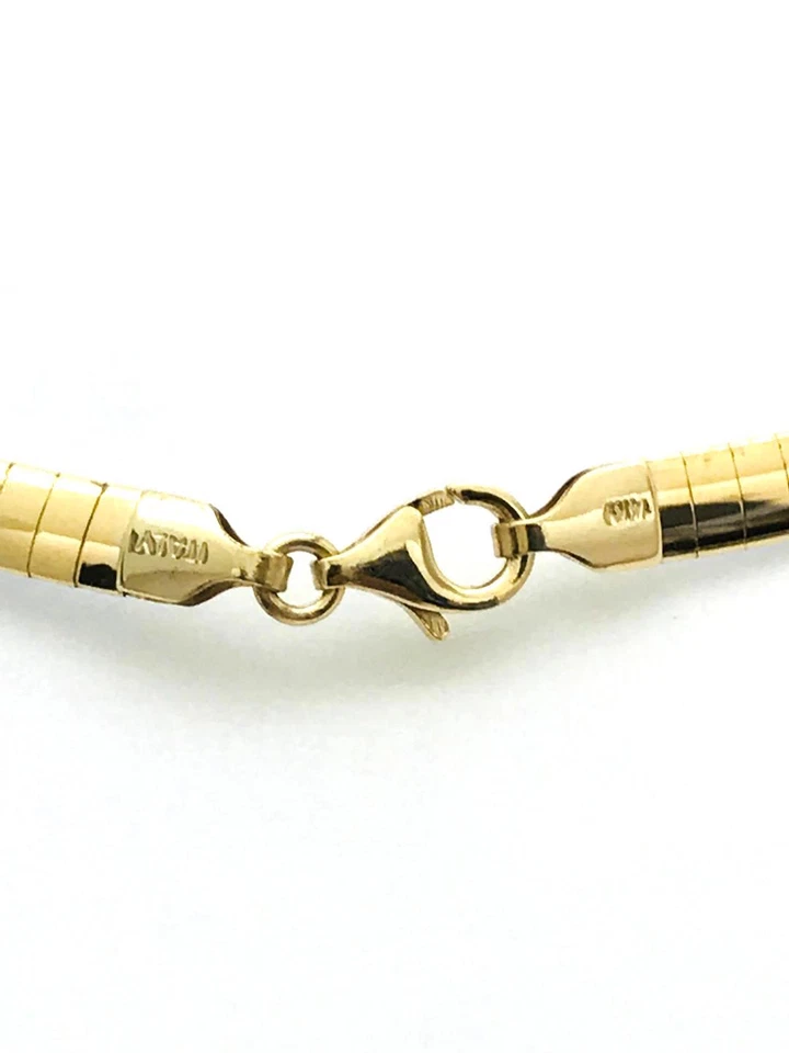 Collar Omega reversible de plata de ley y oro amarillo macizo de 14k. 4MM 18" 45 CM Foto 2 de 4