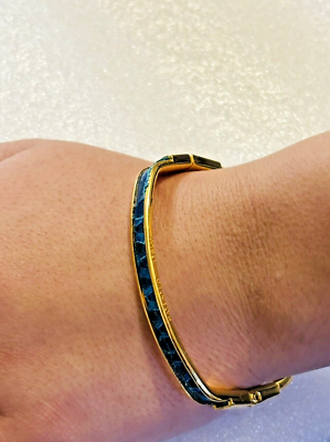 FRANCOO FLORENCE Italy Signed Teal Blue Texture Gold Tone Hinged