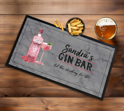 Artylicious Personalisierte Bar Runner Matte - Pink Gin Grey Gin Bar
