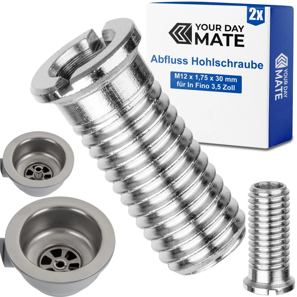 YOUR DAY MATE Hohlschraube Siebkorbventil M12 x 1,75 x 30 mm kompatibel mit Blanco InFino