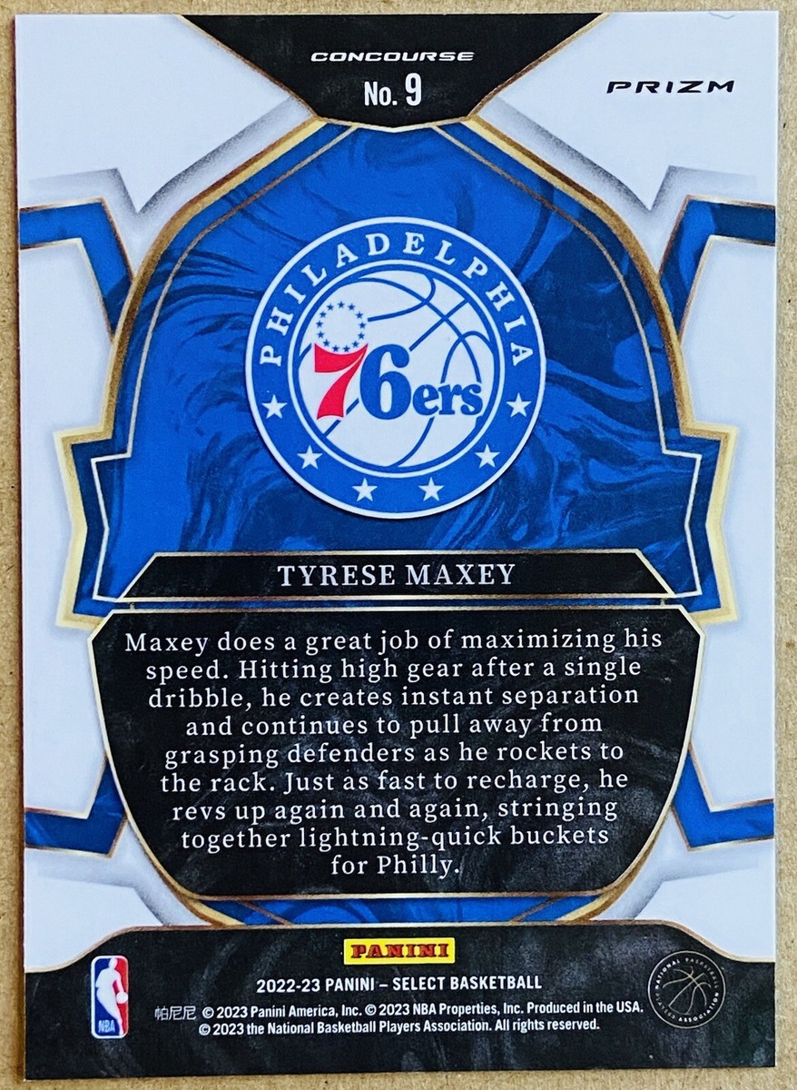 2022-23 PANINI SELECT CONCOURSE TYRESE MAXEY ORANGE FLASH PRIZM #9