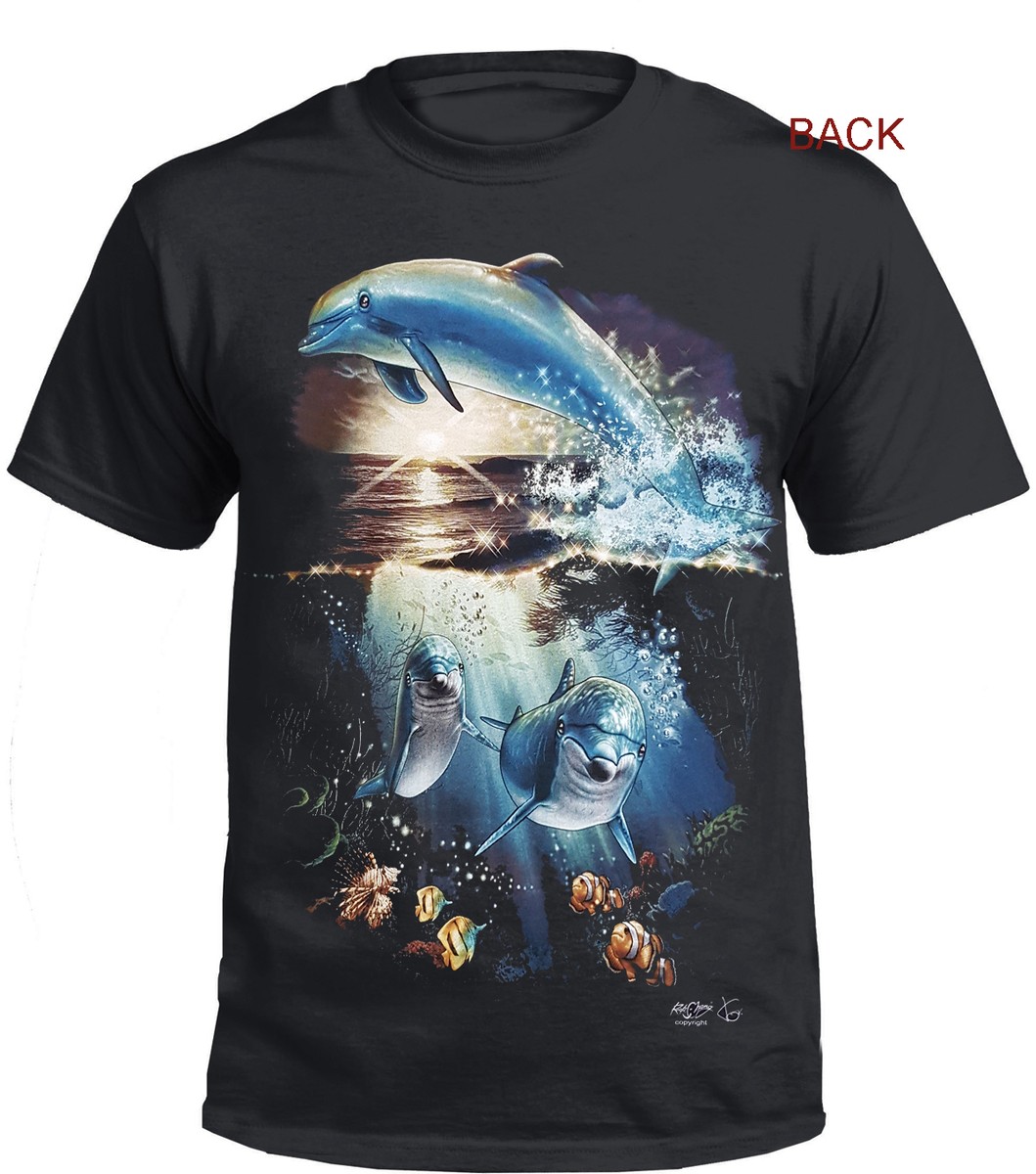 DOLPHIN FAMILY 100 % Cotton T Shirt/Biker/Cute/Funny/Wild/Sea - Foto 5