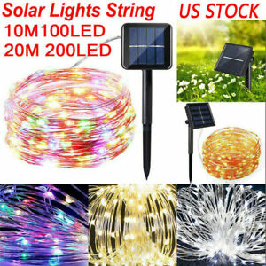 100 LED Solar Power String Fairy Light Garden Christmas Outdoor Party Decor US