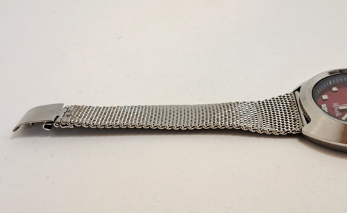 Orologio da polso uomo analogico vintage Citizen quarzo tono argento quadrante rosso - Foto 11 di 12