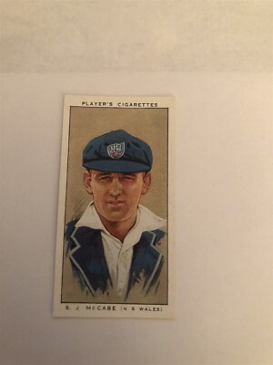 VINTAGE 1934 JOHN PLAYER CRICKETERS CARD#45 HALL OF FAMER S.J. McCABE  NO16