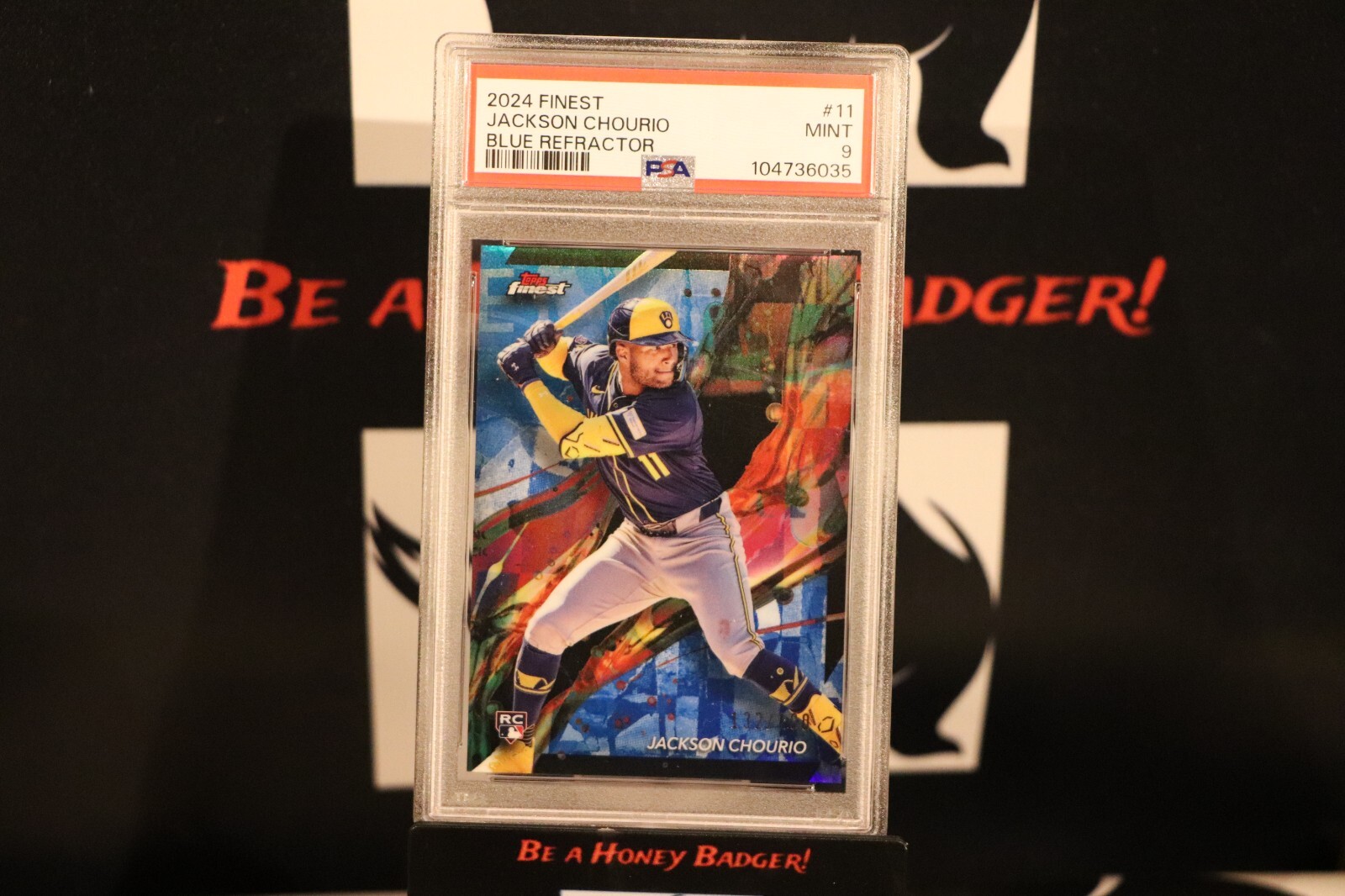 2024 Topps Finest - Common Jackson Chourio #11 Blue Refractor /200 (RC)