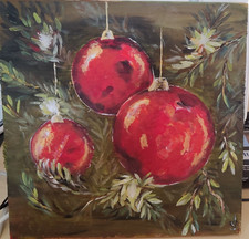 Weihnachtsdeko, Geschenk, Acrylfarben auf Holz,  selbst gemalt, ca.30x30cm