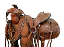 Western Saddle Classic Trail Pleasure Style Hard Seat Tooled Tack 15 16 17 18